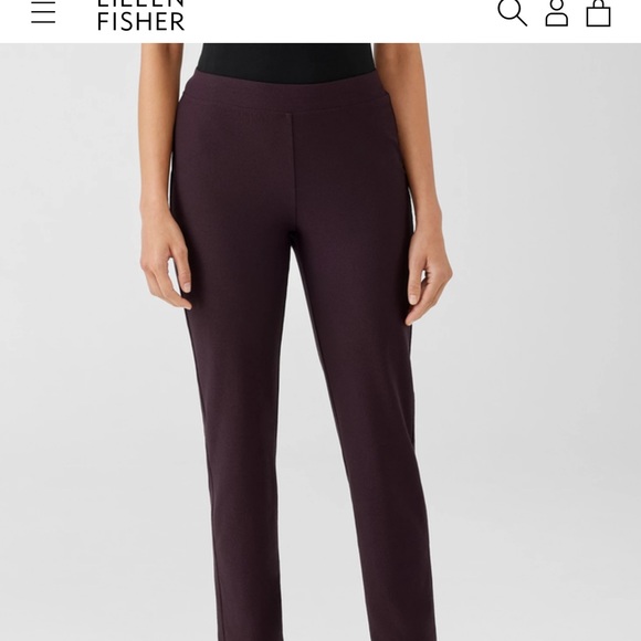 Eileen Fisher Size Medium washable crepe pant Color Cassis (dark purple). - Picture 5 of 8